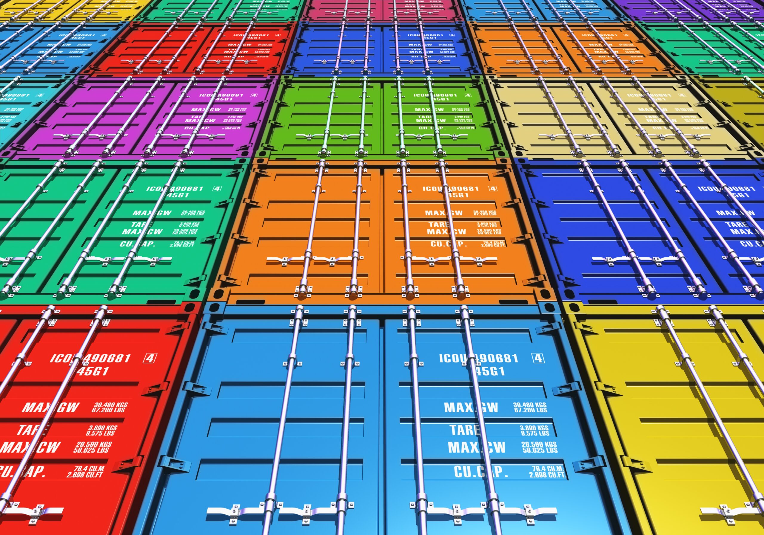 an image of freight containers waiting at a port