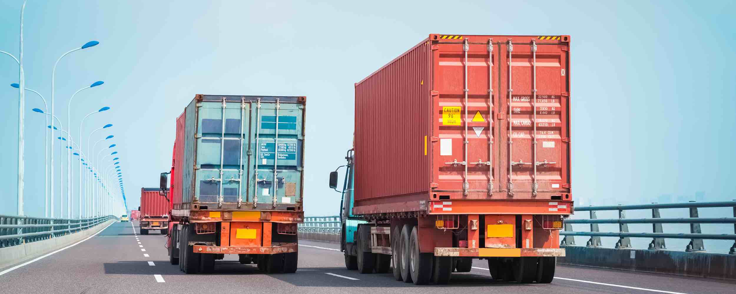 Containers being carried by a truck driver